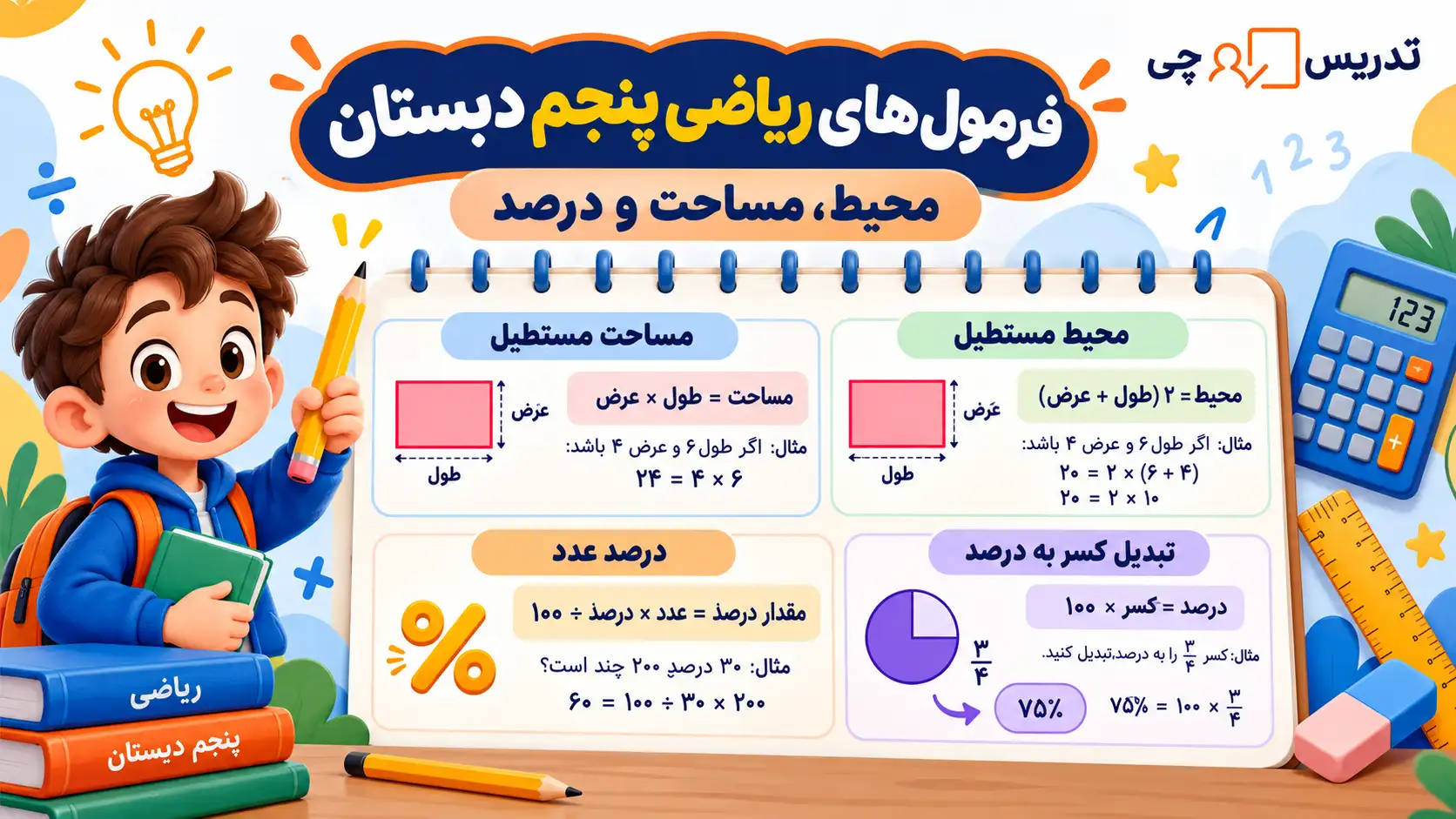 فرمول های ریاضی پنجم دبستان